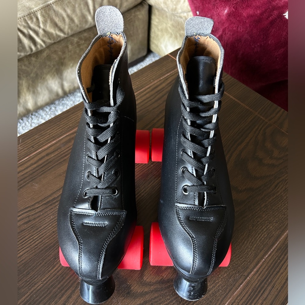 Black Rollerskates with Red Wheels